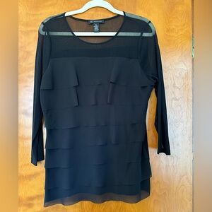 INC Sheer and Ruffle 3/4 Sleeve Top XL